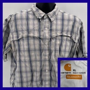 Carhartt Force Relaxed Fit Plaid Short Sleeve Work Shirt - Men's XL